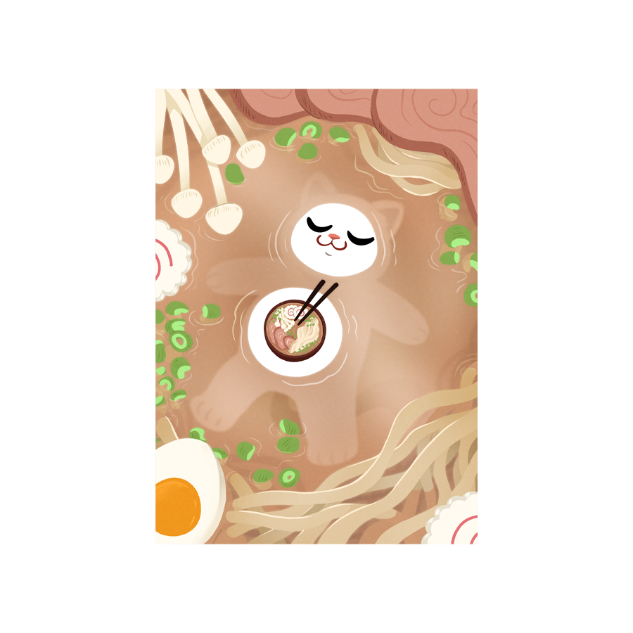 🐝 Ramen Cat Print