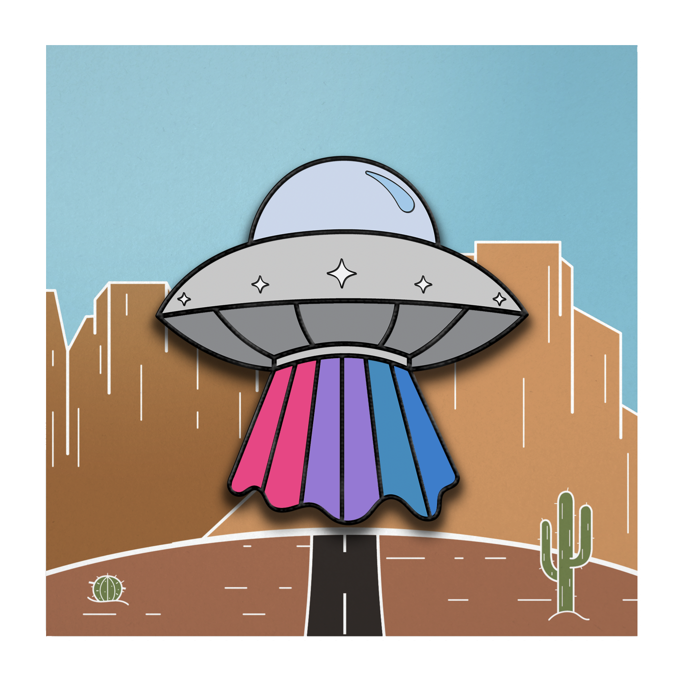 Pride Flag Spaceship Pins