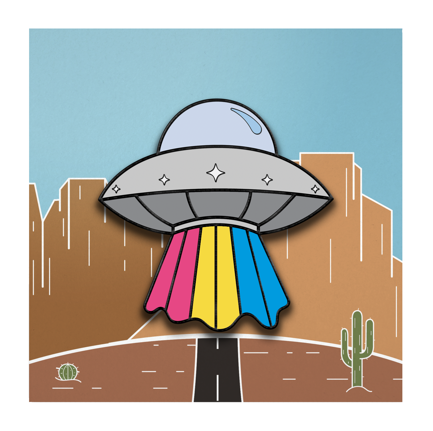 Pride Flag Spaceship Pins