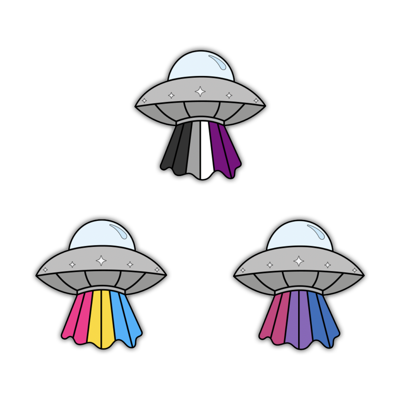 Pride Flag Spaceship Pins