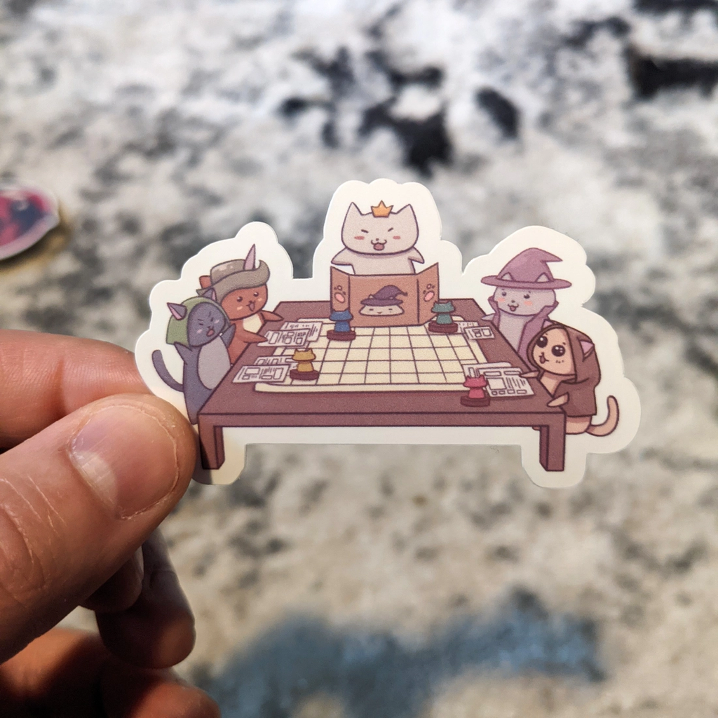 Cats Playing DnD Tabletop Gaming Sticker