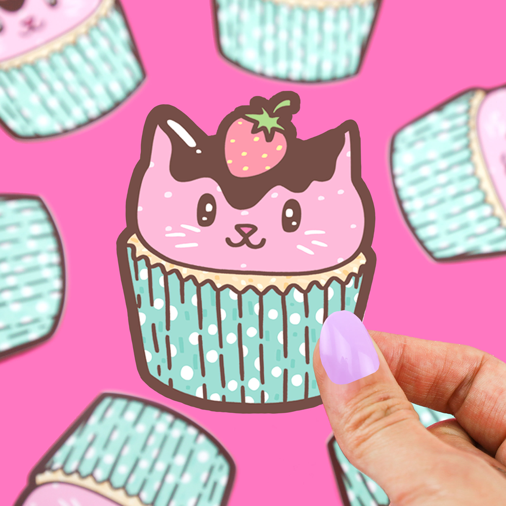 Cupcake Kitty Vinyl Sticker