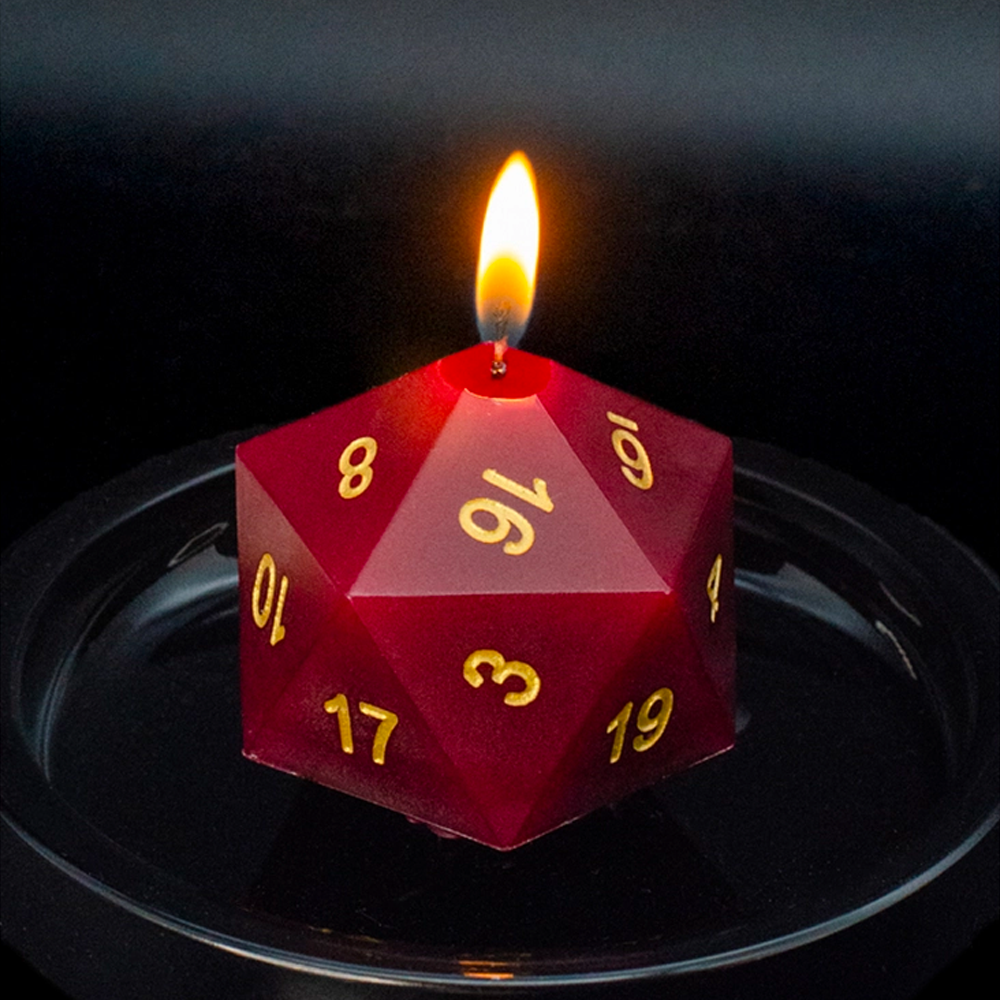 Dark Red DnD Dice Candle