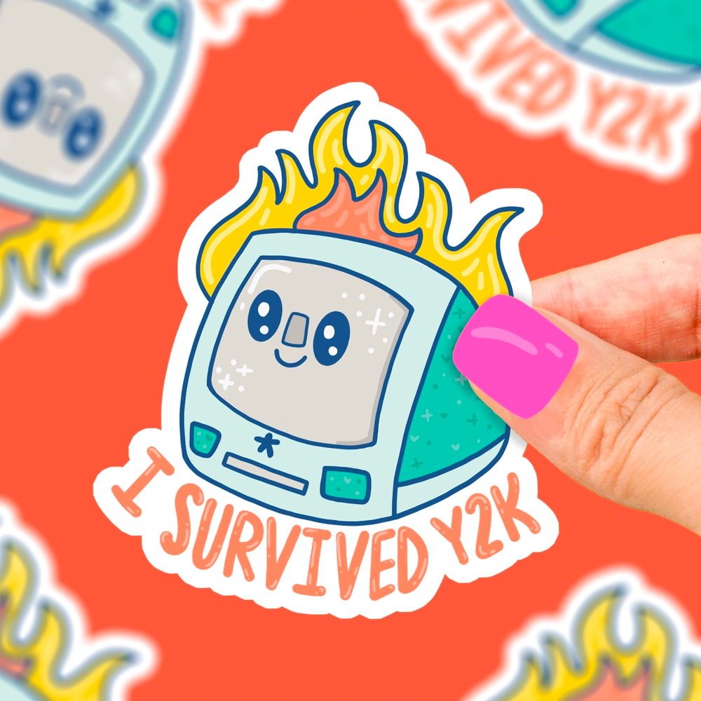 I Survived Y2K Computer Vinyl Sticker