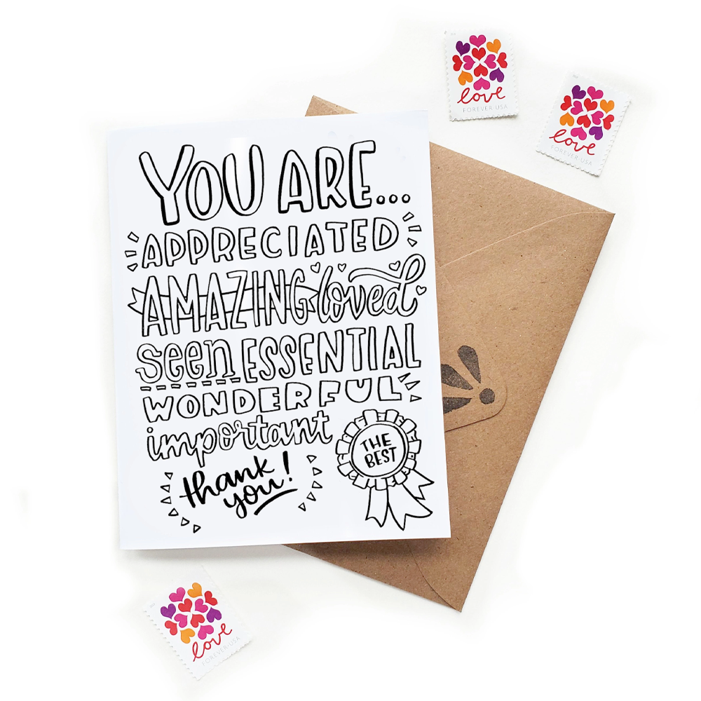 Coloring Thank You Cards
